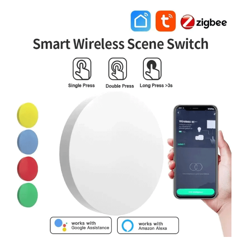 Smart Home Button - ทูยา ซิกบีปุ่มไร้สายอัจฉริยะ สวิตช์ฉากต่างๆ ควบคุมผ่านแอป Smart Life