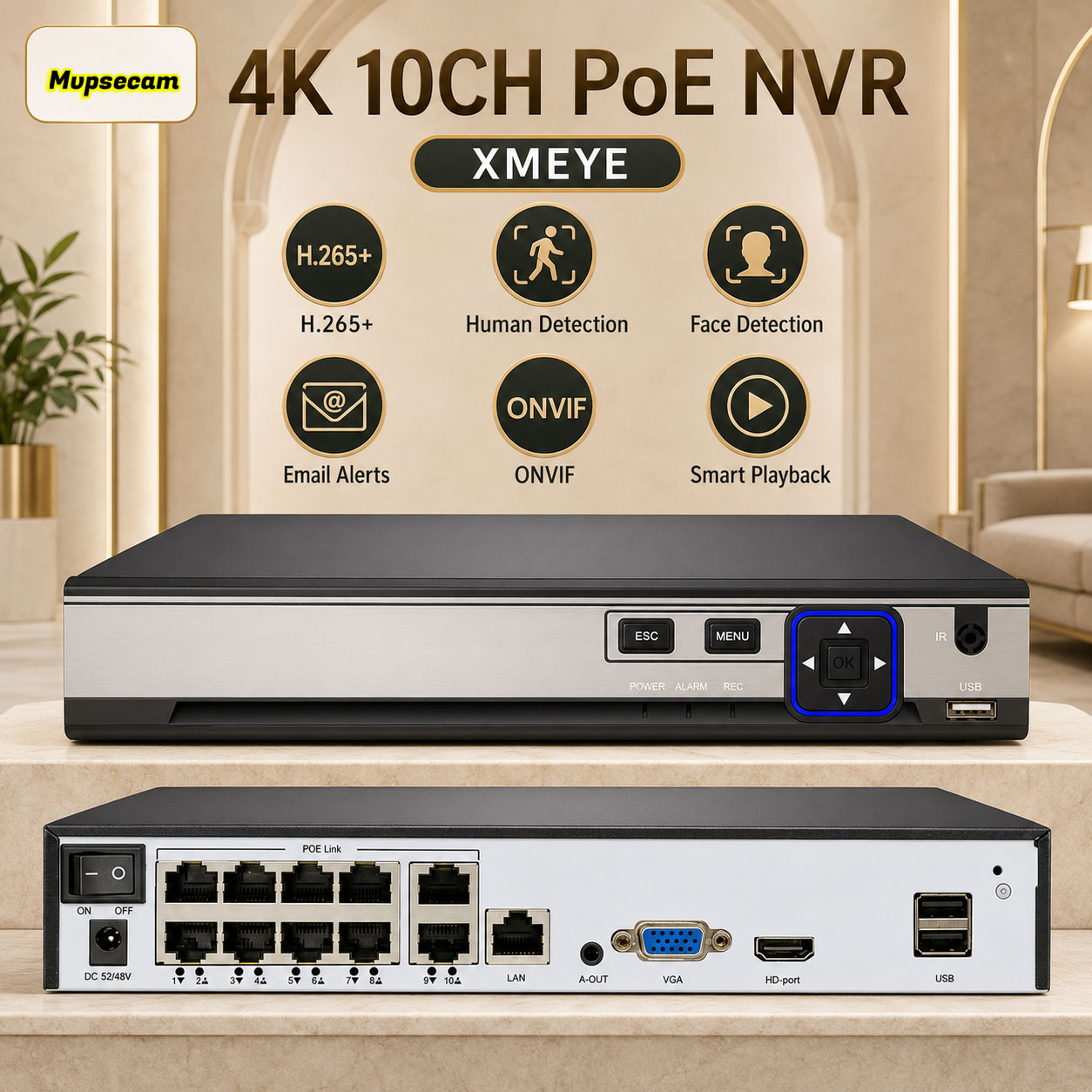 Security Ip Camera - POE NVR XMEYE 10CH กล้องวงจรปิด 8