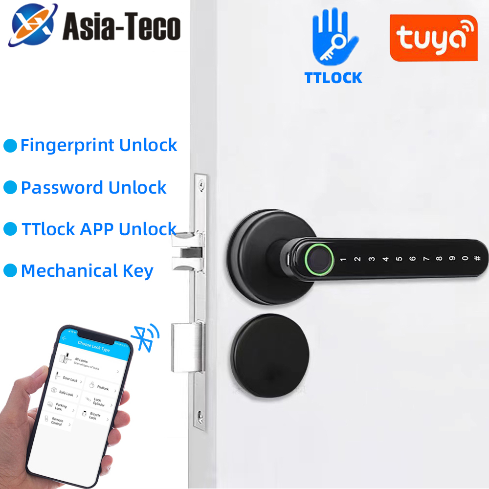 Smart Home Lock - TTLock สมาร์ทบลูทูธล็อคลายนิ้วมือรหัสผ่าน Biometric รหัสล็อคประตูพร้อมที่จับอิเล็กทรอนิกส์ - APP