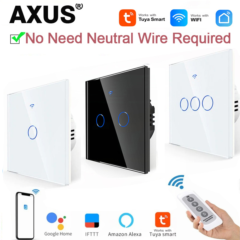 Smart Home Button - AXUS EU WiFi สวิตช์ไฟอัจฉริยะไม่มีสายไฟแบบเป็นกลาง สวิตช์สัมผัส RF433