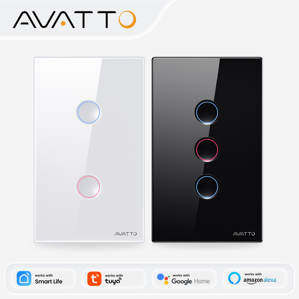 Smart Home Button - AVATTO 1/2/3/4 Gang ZigBee สวิตช์ไฟอัจฉริยะไร้สายแบบติดผนัง สวิตช์แบบสัมผัส