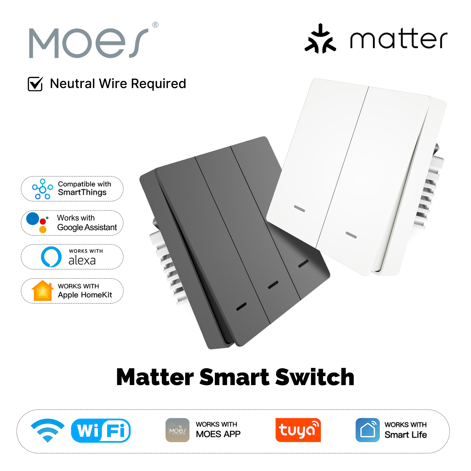 Smart Home Button - MOES Matter Tuya WiFi สมาร์ทปุ่มสวิทช์ EU