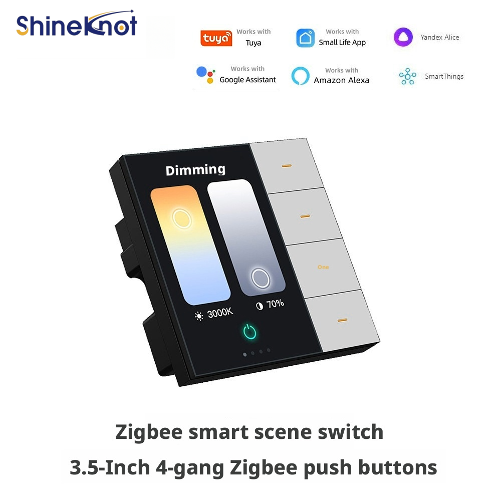 Smart Home Button - Shineknot Tuya สวิตช์อัจฉริยะหน้าจอ 3.5 นิ้ว 4