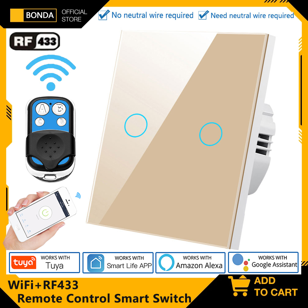 Smart Home Button - Tuya EU WiFi + RF433 สมาร์ทรีโมทคอนโทรลสวิทช์ไม่จําเป็นต้องใช้สายไฟ