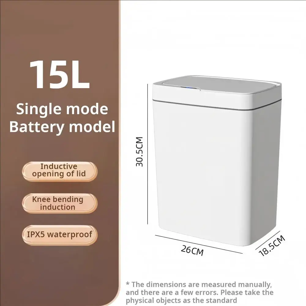Smart Home Junkie - ถังขยะอัจฉริยะแบบไร้สัมผัสขนาด 15 ลิตร สีขาว พร้อมระบบจัดเก็บถุงอัตโนมัติ สำหรับห้องน้ำ
