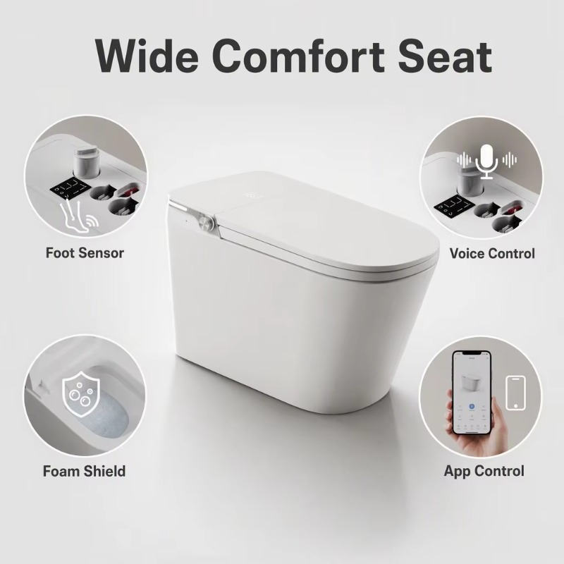 โถสุขภัณฑ์อัจฉริยะสีขาว ทรงสี่ - Smart Home App บทวิจารณ์และราคา